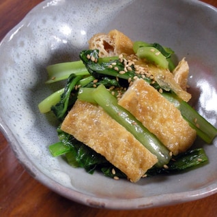 時短おつまみ 小松菜と油揚げのごま風味炒め